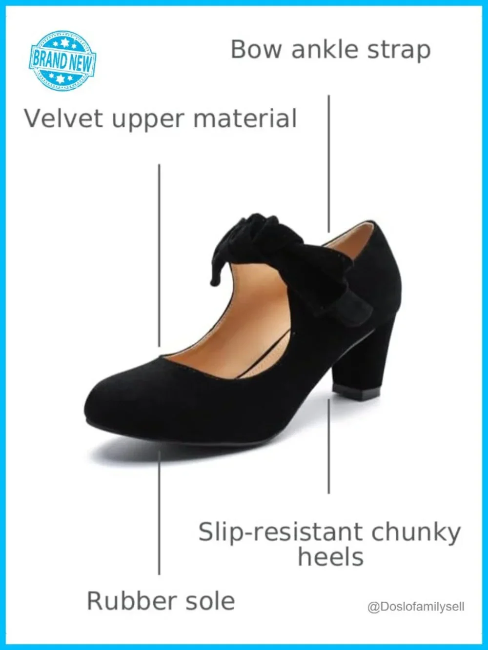 Women's Bow Mary Janes Block Heel Pumps Faux Suede Dress Shoes